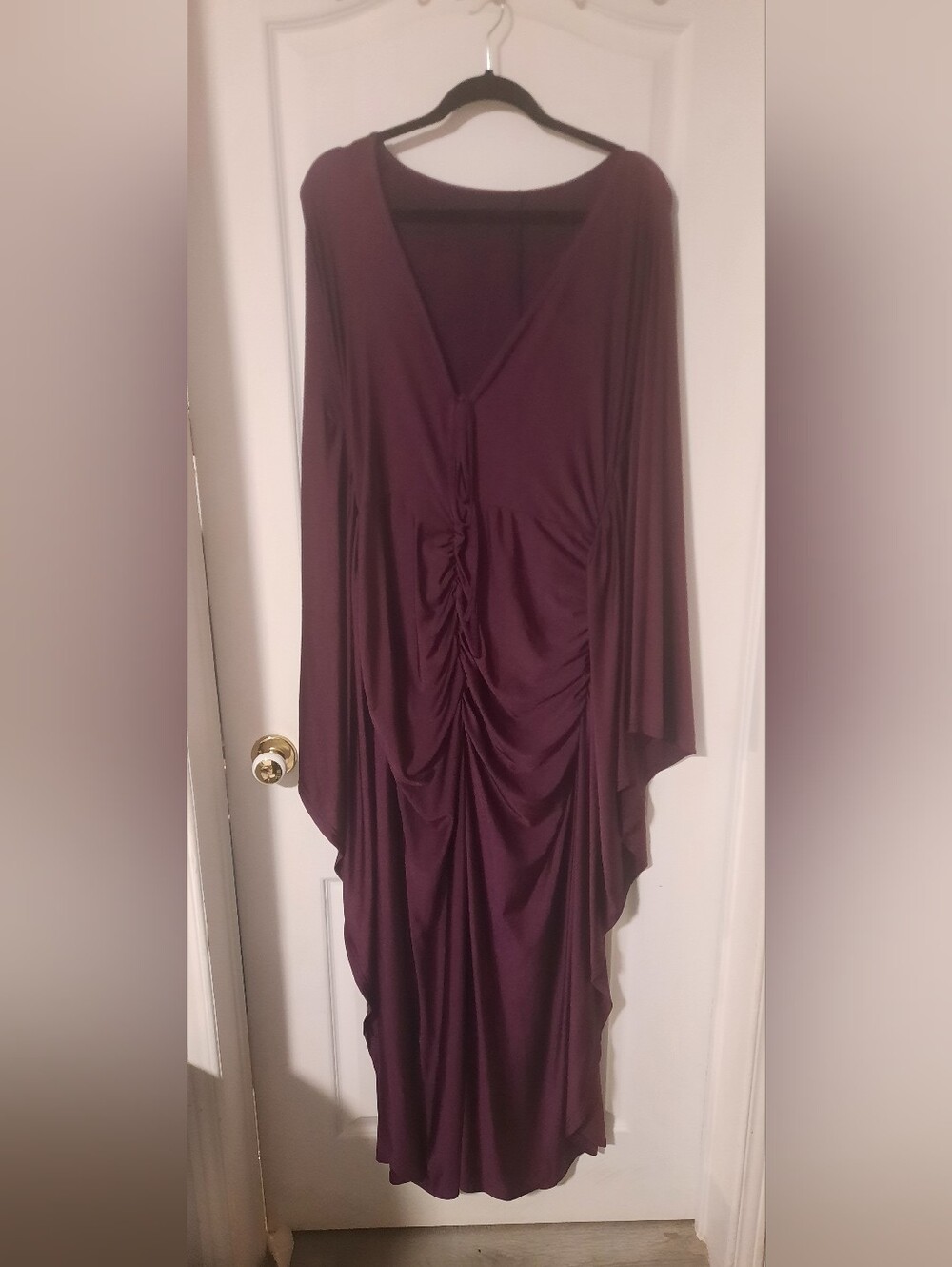 SHEIN Plum Ruched V-Neck Maxi Dress